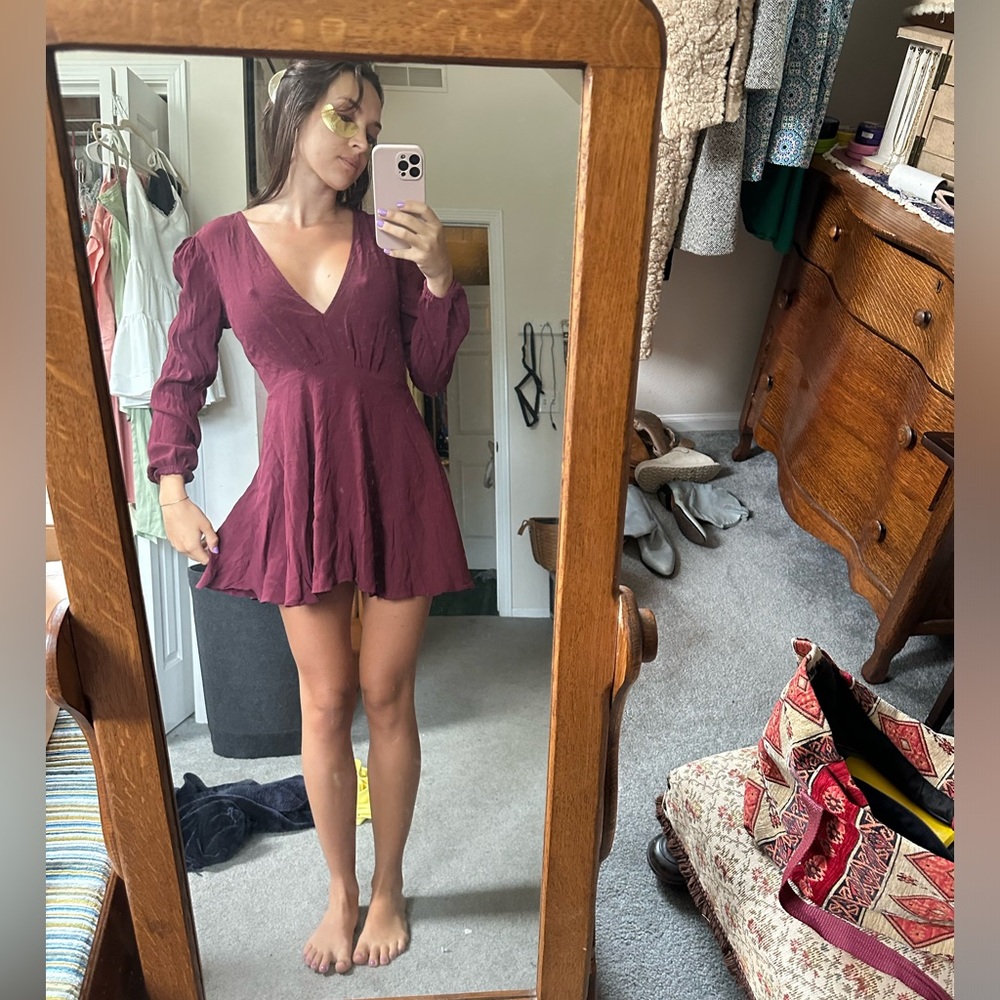Lovers + Friends red long sleeve mini dress